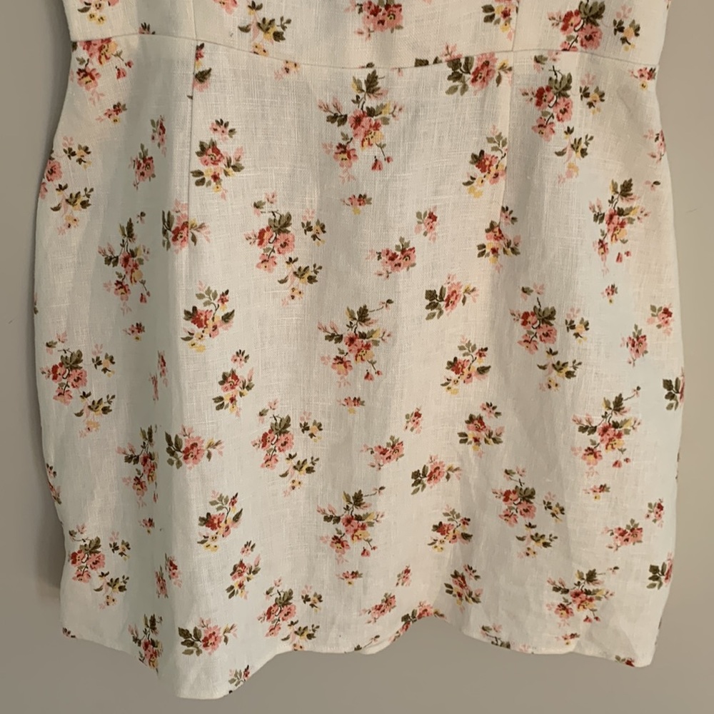 Reformation White Floral Mini Dress with Pink & Green Accents - Picture 4 of 11